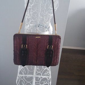 Unique BURBERRY PRORSUM Beetroot Wicker Shoulder Bag